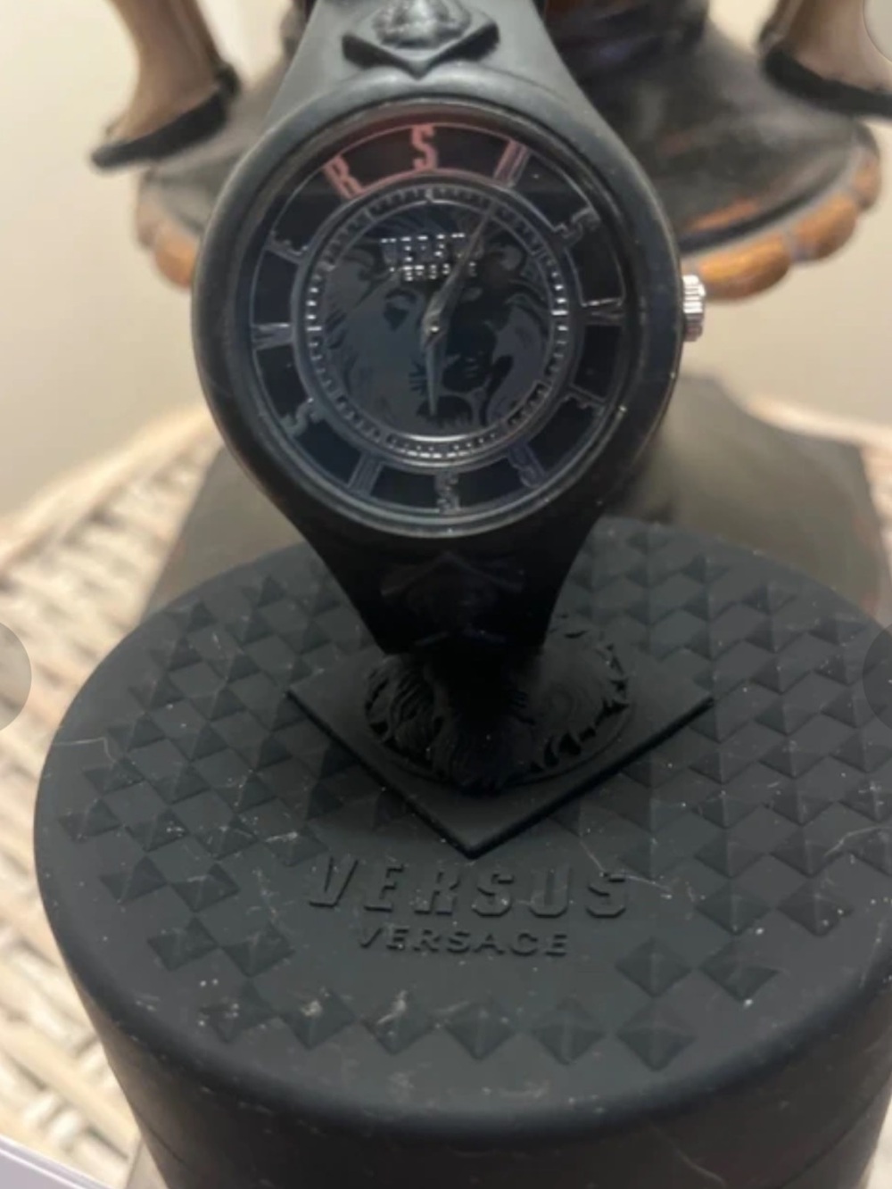 Versace Women’s Black Silicone Watch with Embossed Medusa Dial